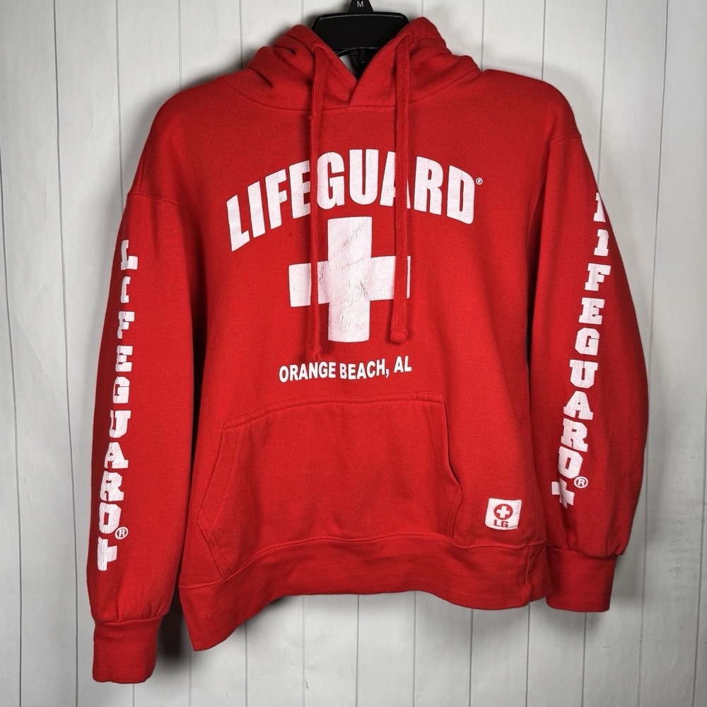 LIFEGUARD Red‎ Hoodie Sweatshirt Beachy Coastal Sporty Loungewear Womens Small